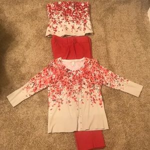 WHBM pants, bustier and cardigan set